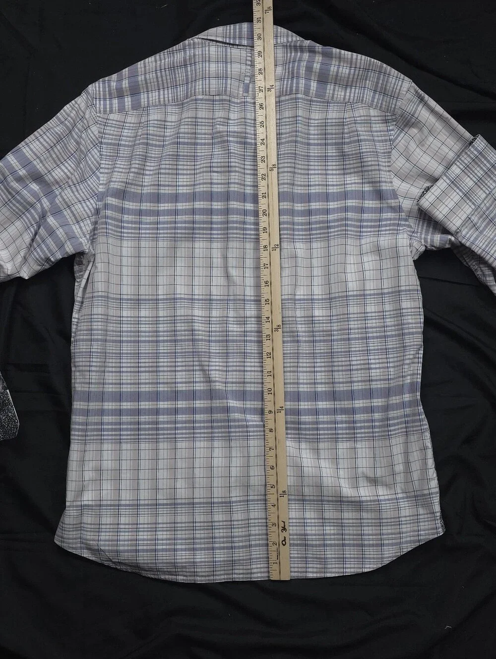 Banana Republic Mens M Plaid Long Sleeve Button Down Shirt Blue Gray Cotton